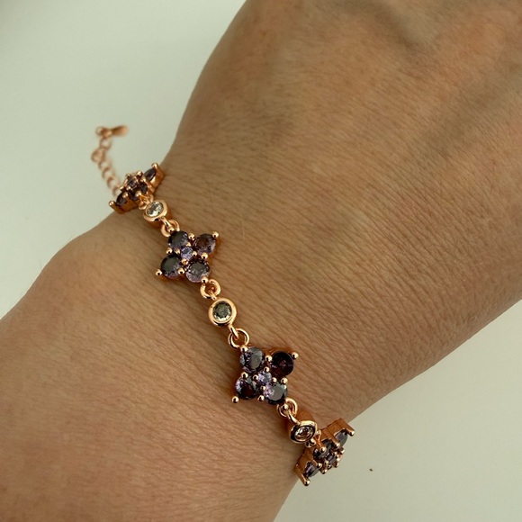 🆕 Luxury Rose Gold Plated Brass Four-leaf Clover Chain Link Bracelets - Picture 4 of 5